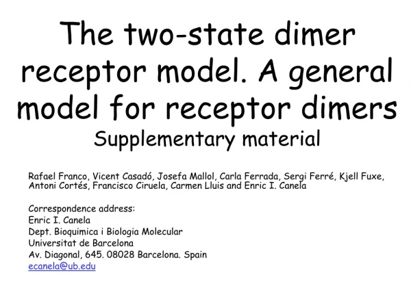 The two-state dimer receptor model. A general model for receptor dimers Supplementary material