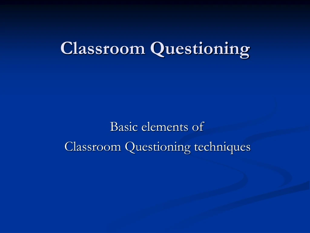 classroom questioning
