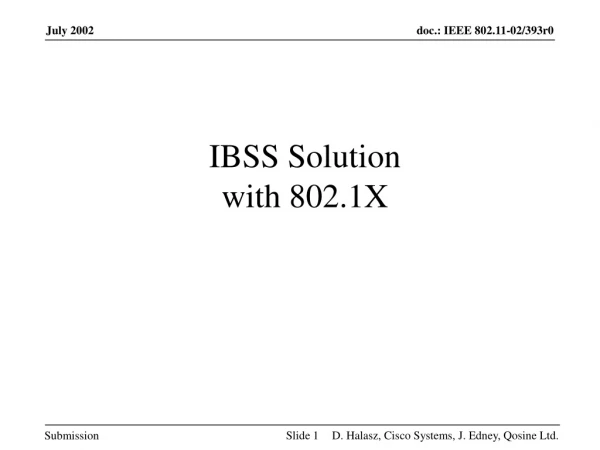 IBSS Solution with 802.1X