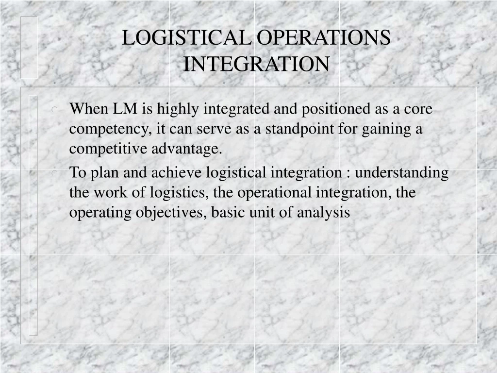 logistical operations integration
