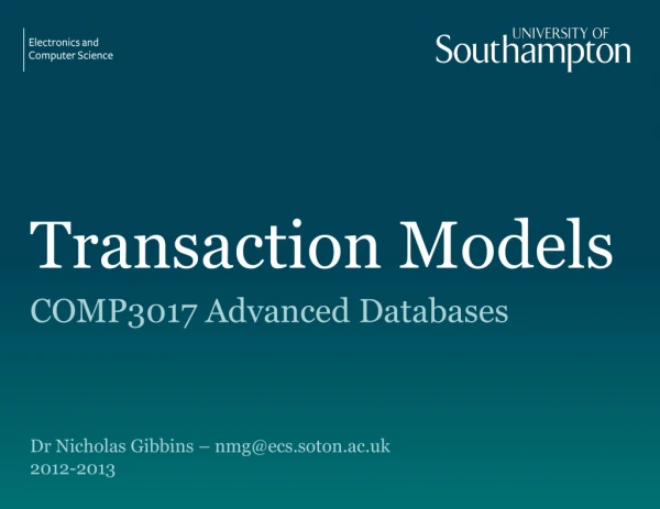 Transaction Models