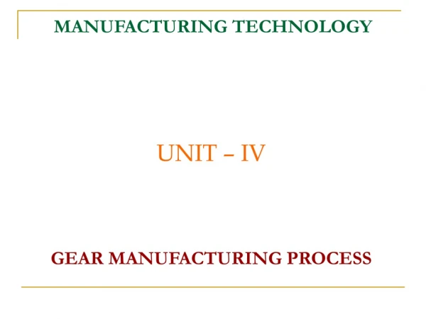 MANUFACTURING TECHNOLOGY