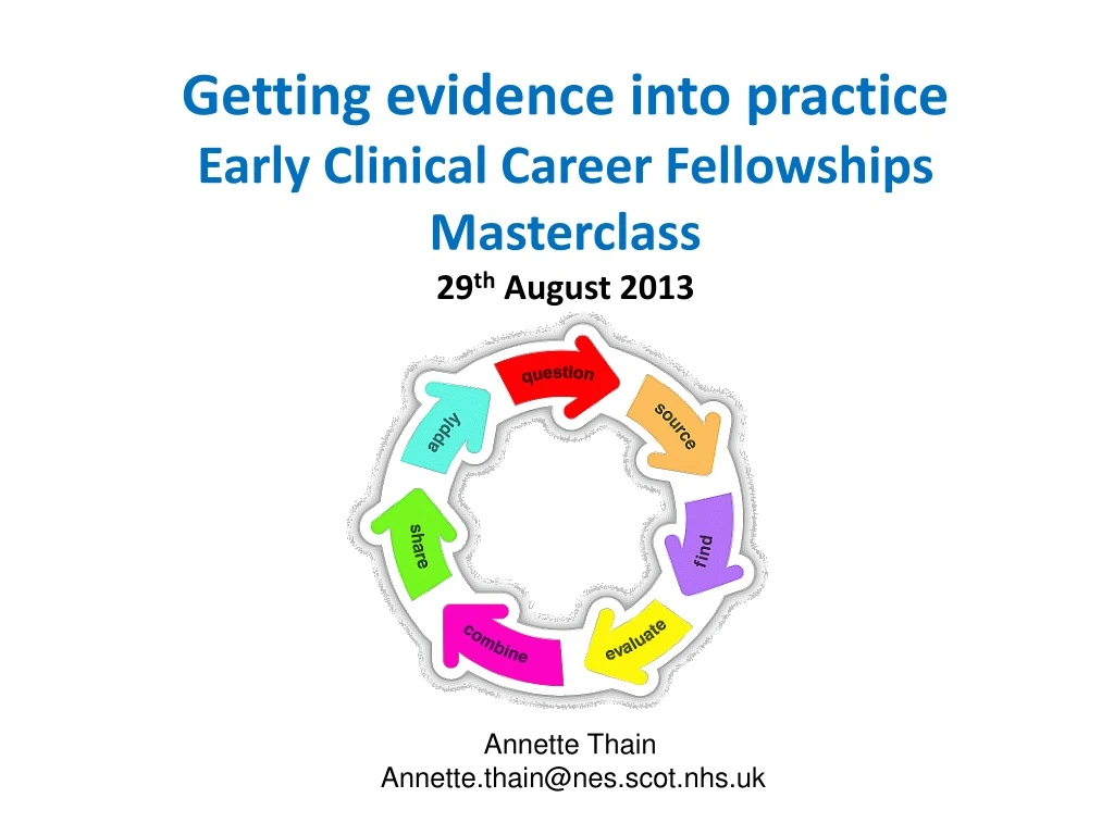 getting evidence into practice early clinical career fellowships masterclass 29 th august 2013