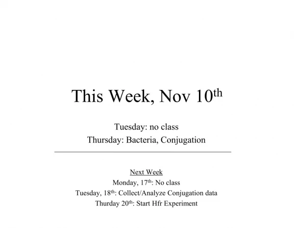 This Week, Nov 10 th