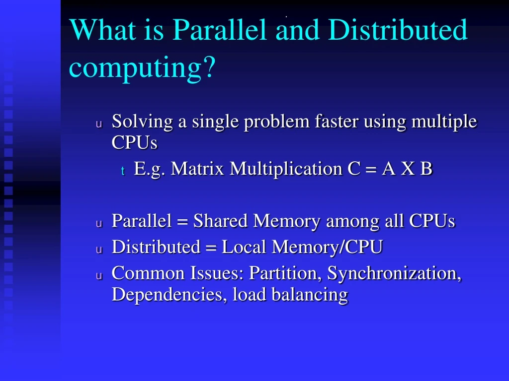 what is parallel and distributed computing