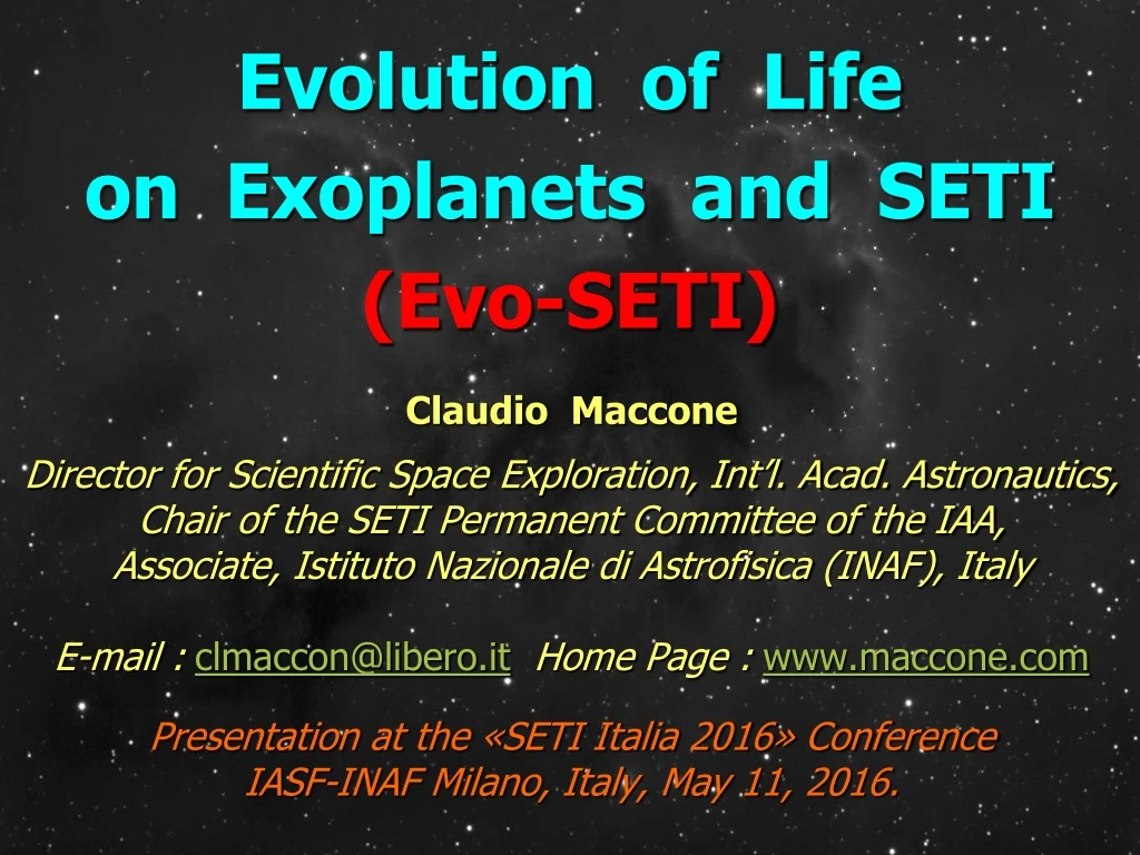 evolution of life on exoplanets and seti evo seti