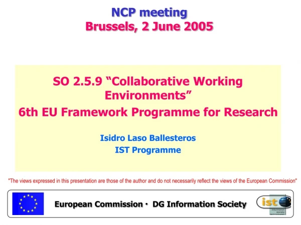 NCP meeting Brussels, 2 June 2005