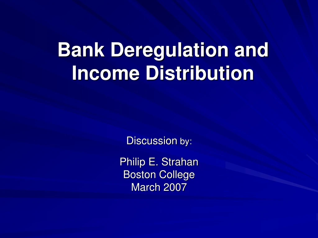 bank deregulation and income distribution