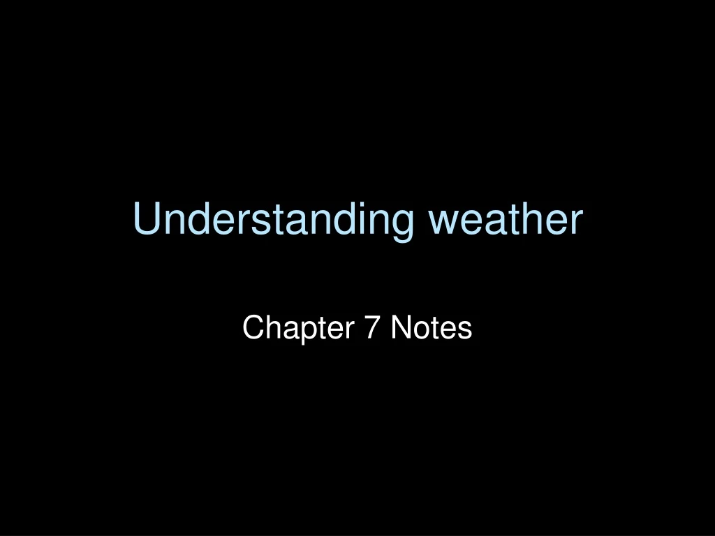 understanding weather