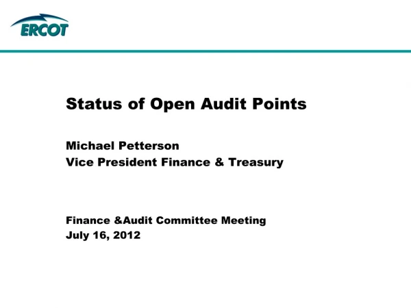 Status of Open Audit Points