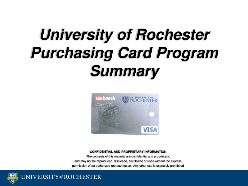 university of rochester purchasing card program summary