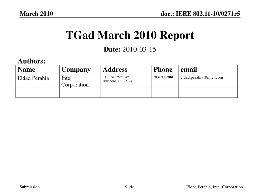 tgad march 2010 report