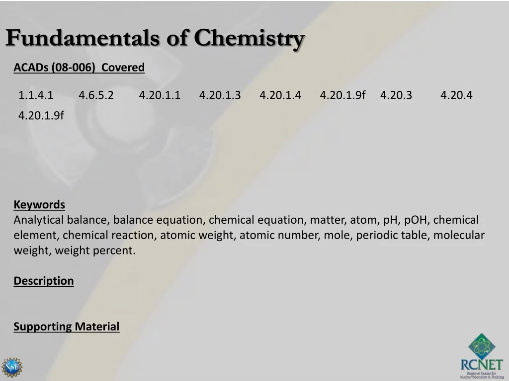 fundamentals of chemistry