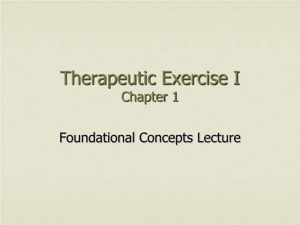 therapeutic exercise i chapter 1