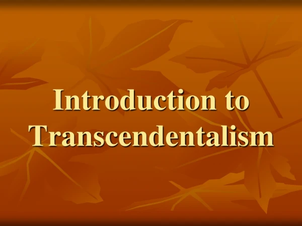 Introduction to Transcendentalism