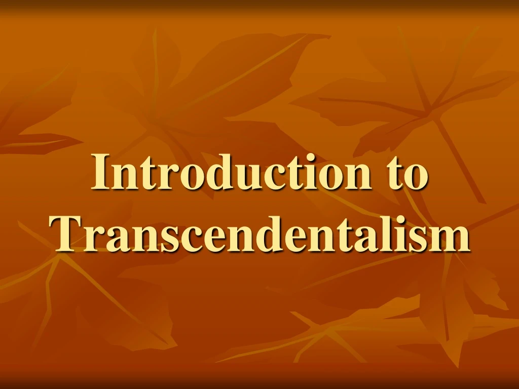 introduction to transcendentalism