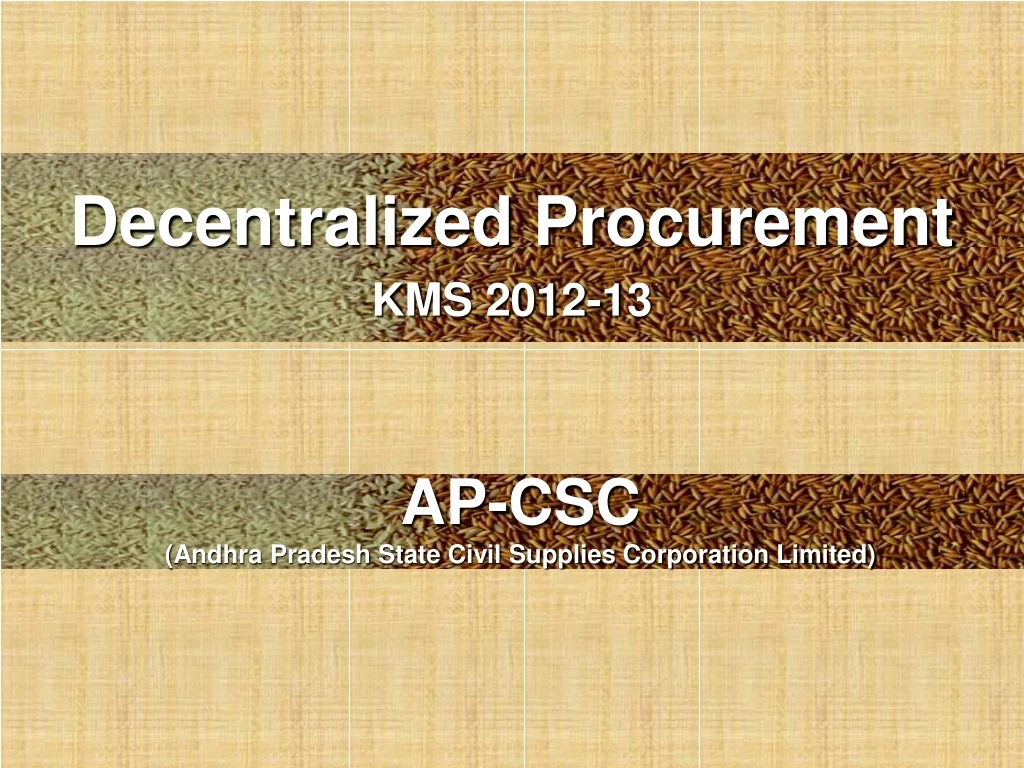 decentralized procurement kms 2012 13