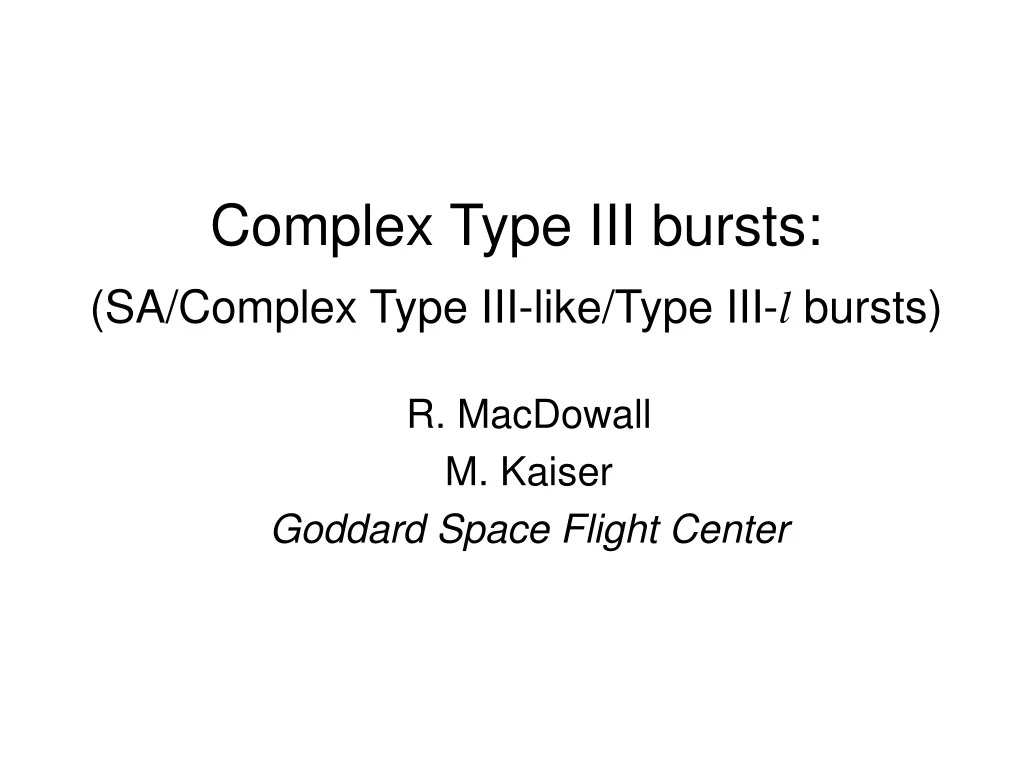 complex type iii bursts sa complex type iii like type iii l bursts