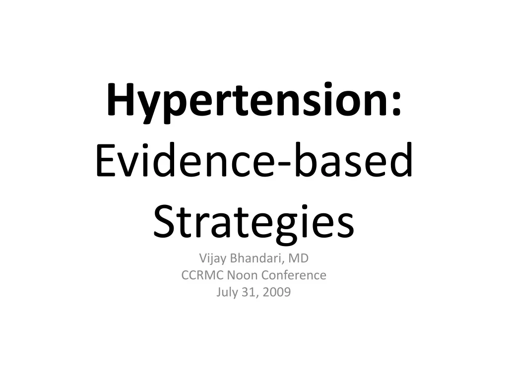hypertension evidence based strategies