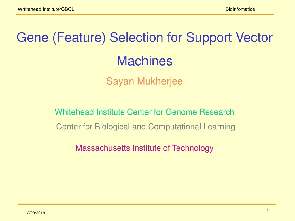 gene feature selection for support vector