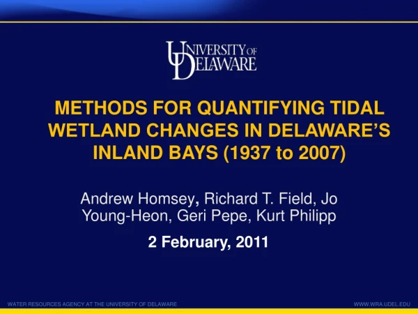 METHODS FOR QUANTIFYING TIDAL WETLAND CHANGES IN DELAWARE’S INLAND BAYS (1937 to 2007)