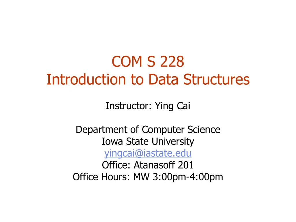 com s 228 introduction to data structures