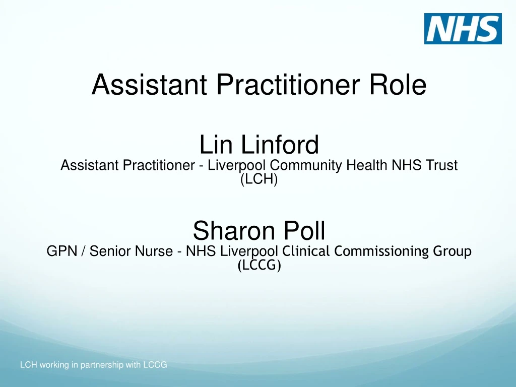 assistant practitioner role lin linford assistant