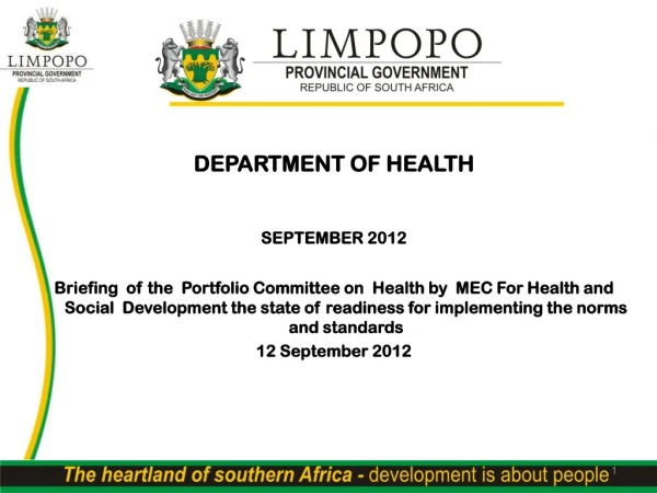 DEPARTMENT OF HEALTH SEPTEMBER 2012