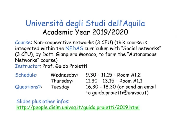 Università degli Studi dell’Aquila Academic Year 20 19 /20 20