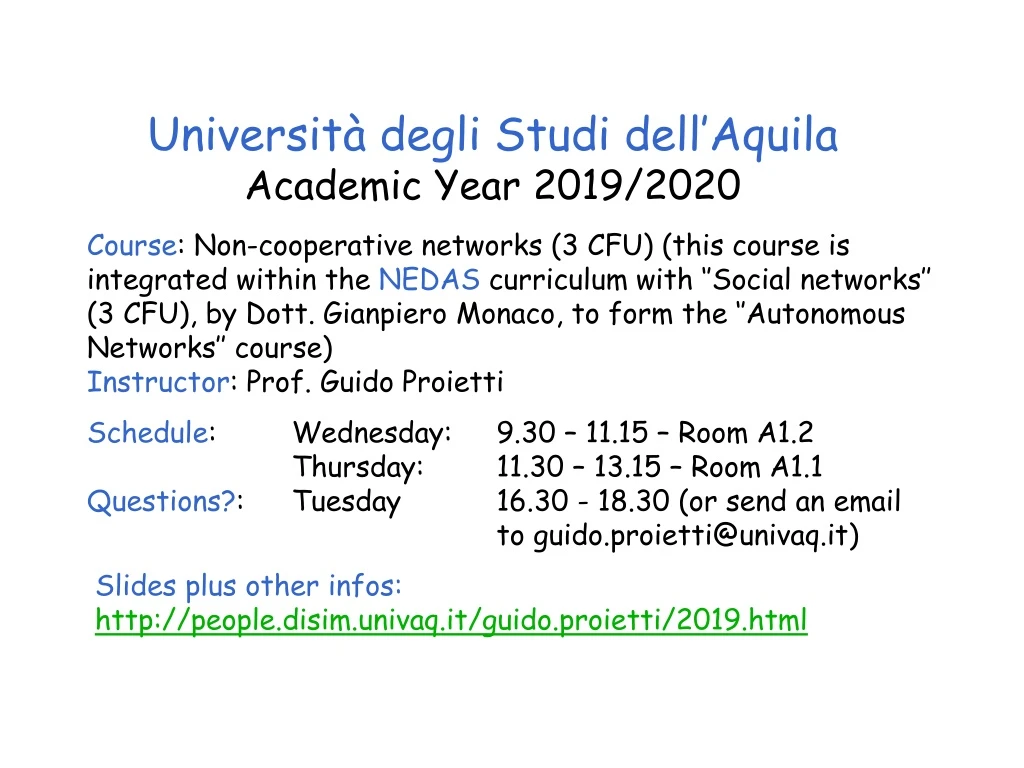 universit degli studi dell aquila academic year