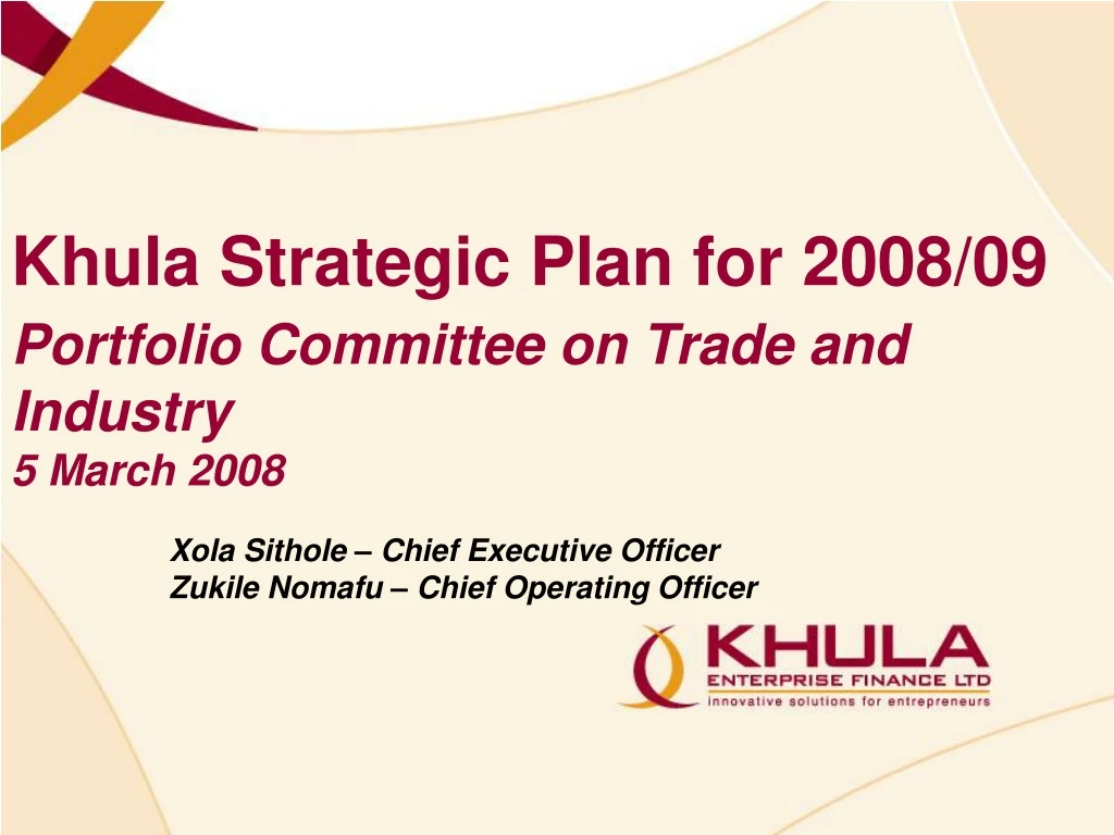 khula strategic plan for 2008 09