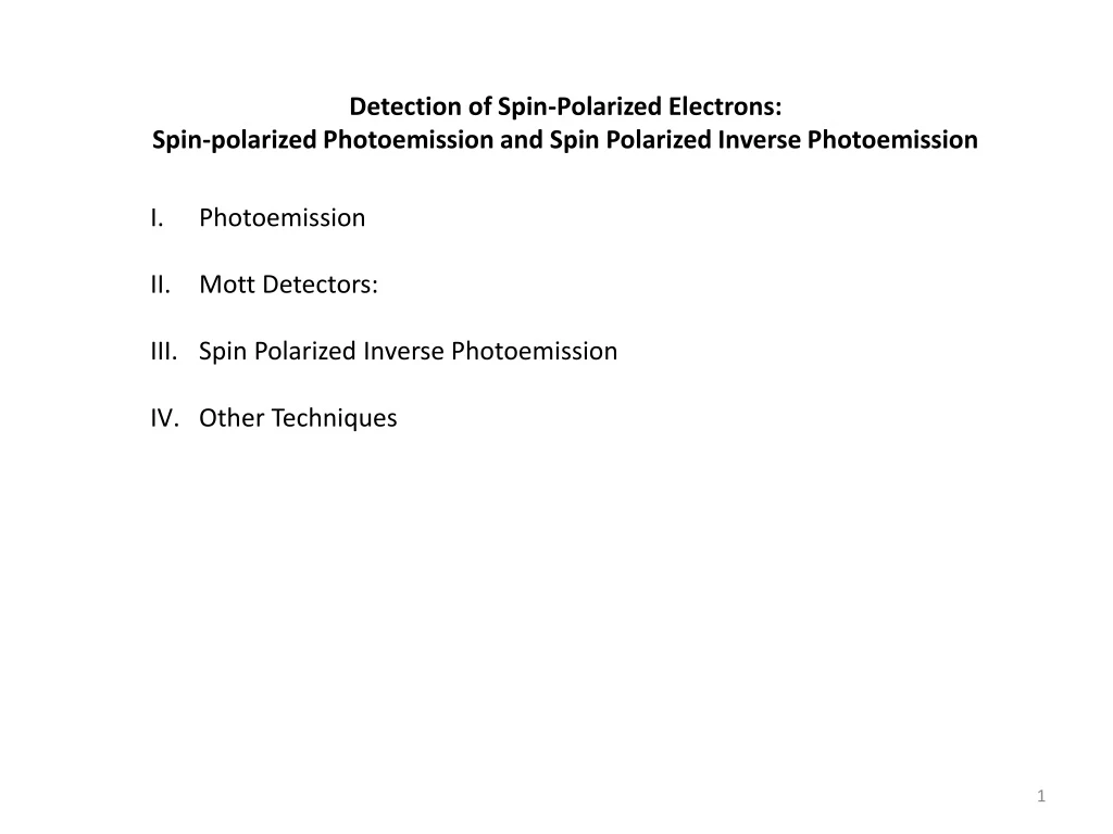 detection of spin polarized electrons spin