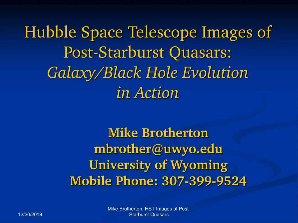hubble space telescope images of post starburst quasars galaxy black hole evolution in action