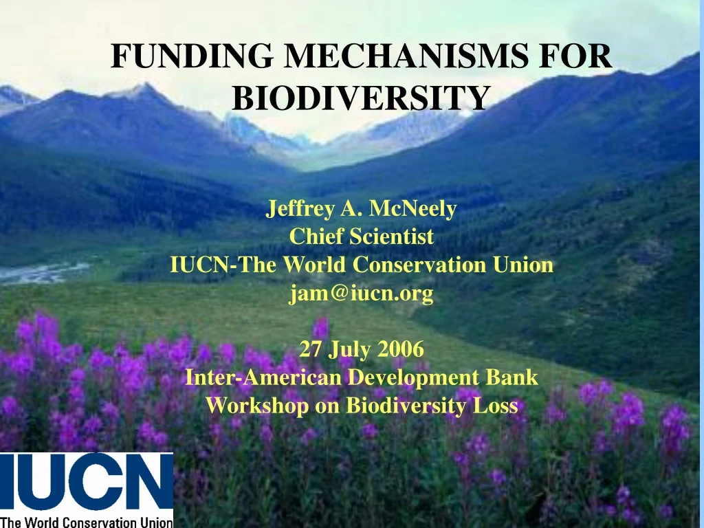 funding mechanisms for biodiversity jeffrey