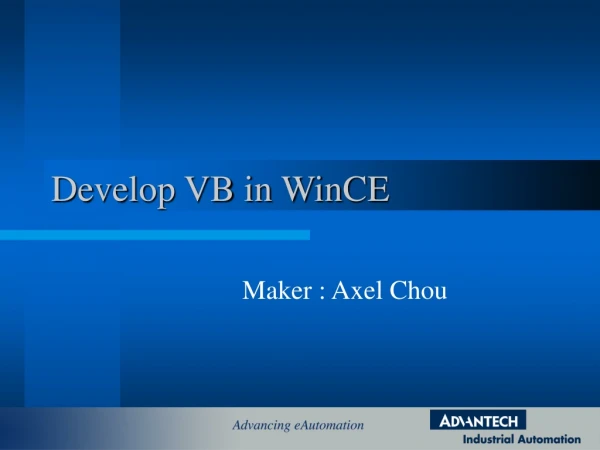 Develop VB in WinCE