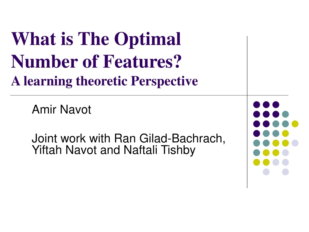 what is the optimal number of features a learning theoretic perspective