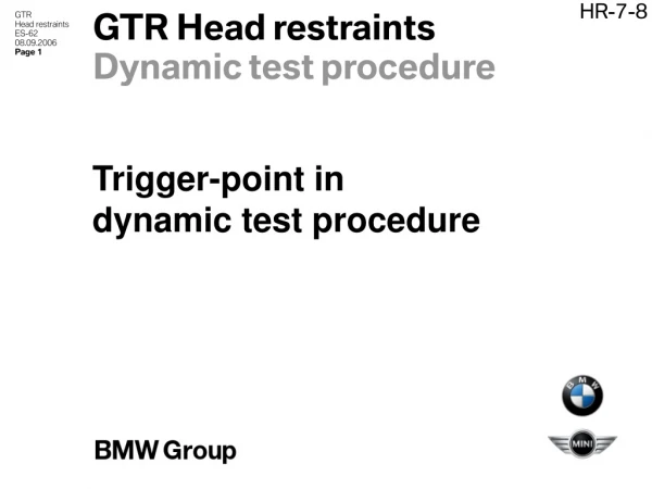 GTR Head restraints Dynamic test procedure