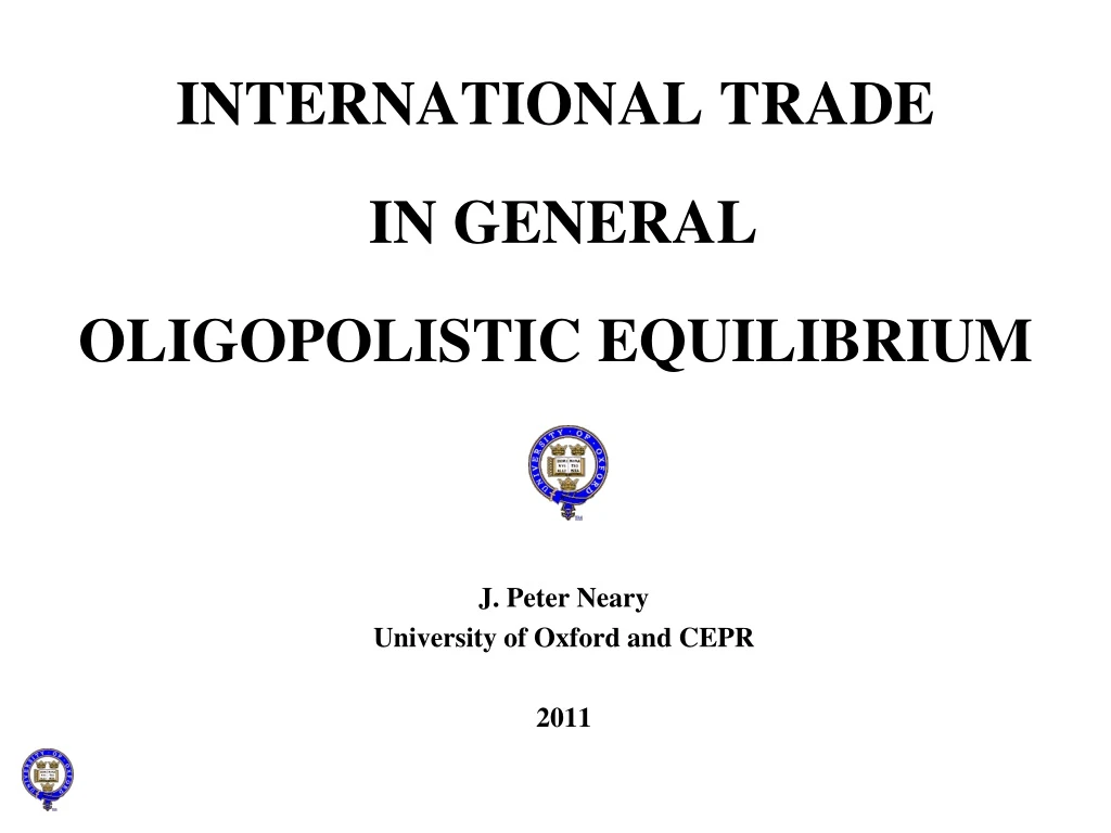 international trade in general oligopolistic equilibrium