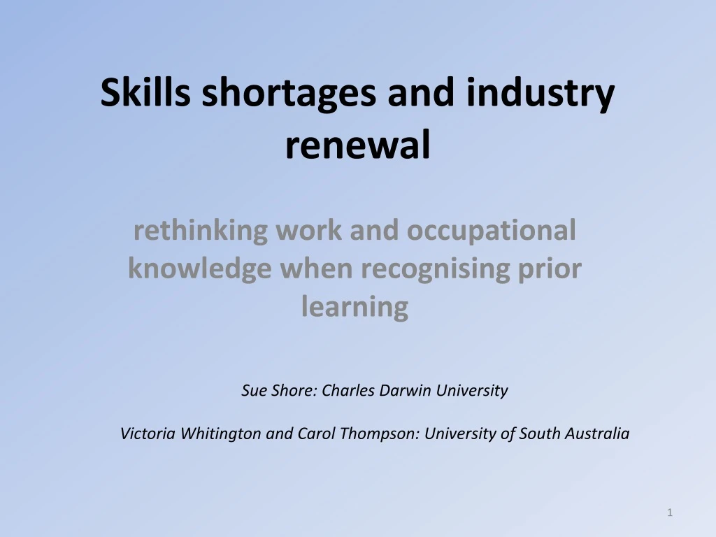 skills shortages and industry renewal