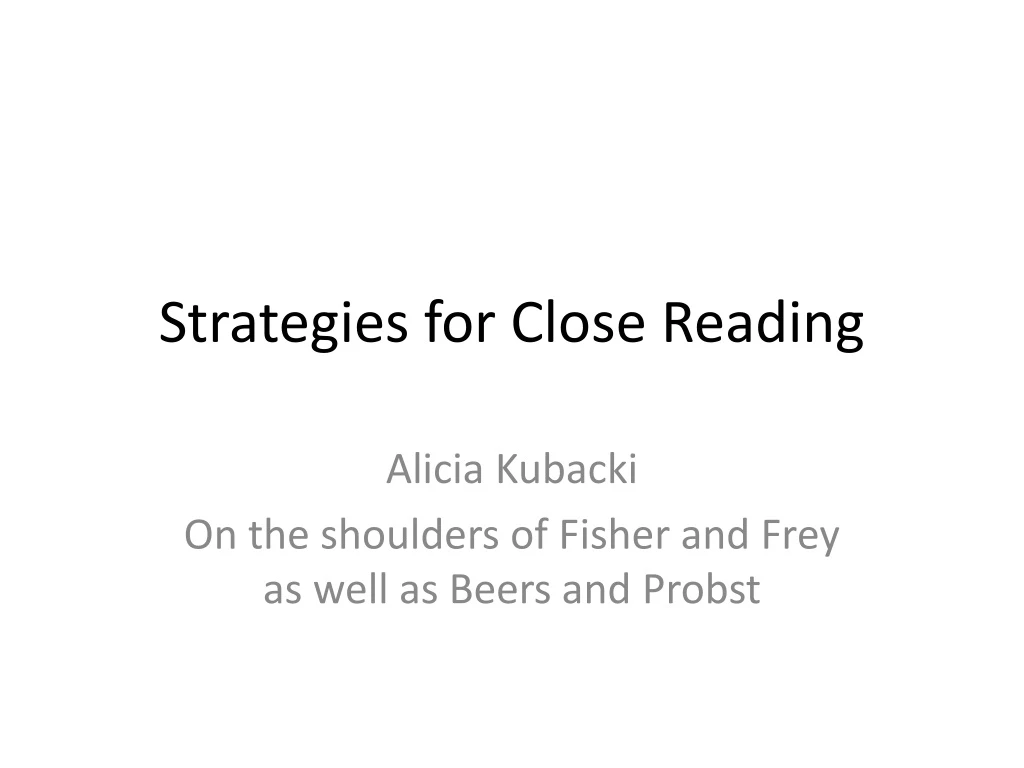 strategies for close reading