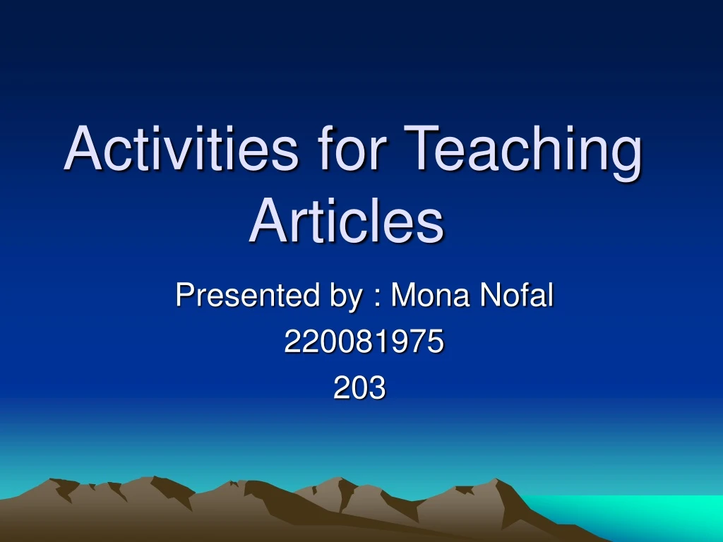 activities for teaching articles