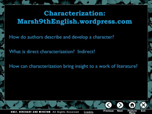 Characterization: Marsh9thEnglish.wordpress