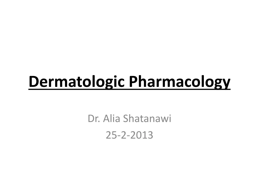 dermatologic pharmacology