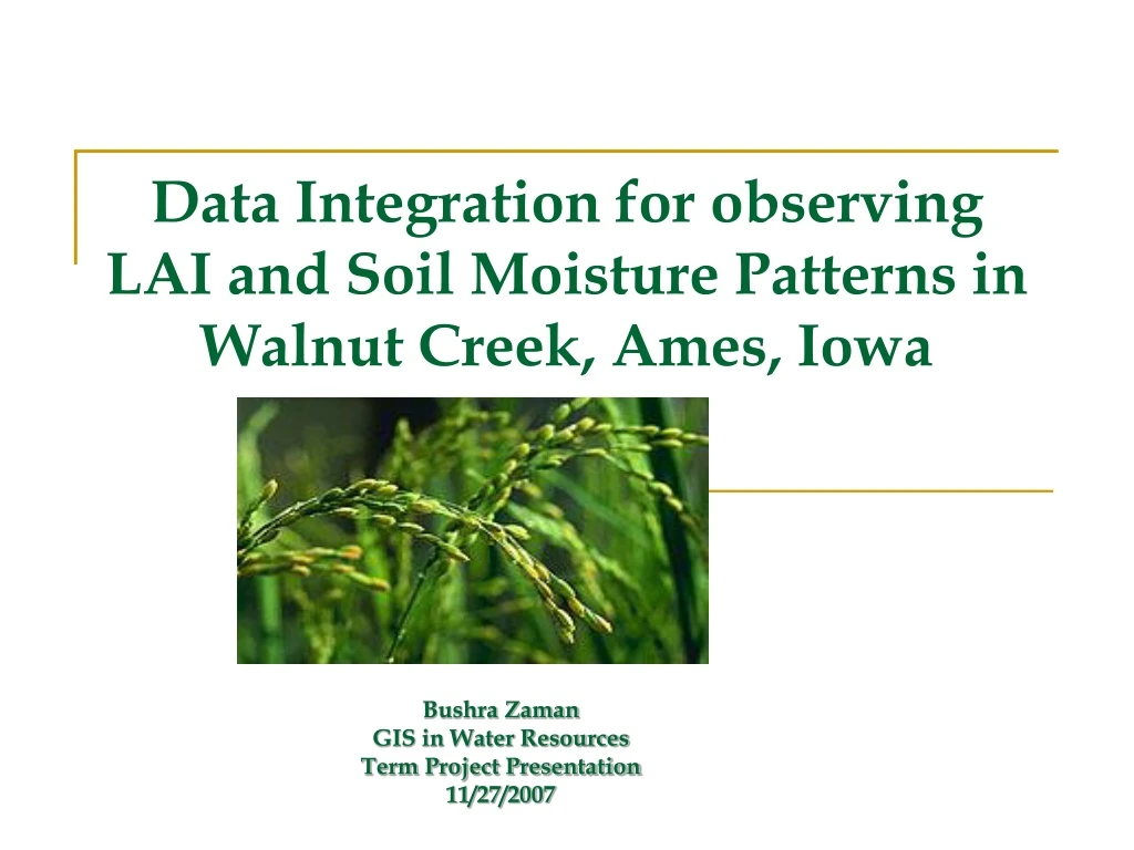 data integration for observing lai and soil moisture patterns in walnut creek ames iowa