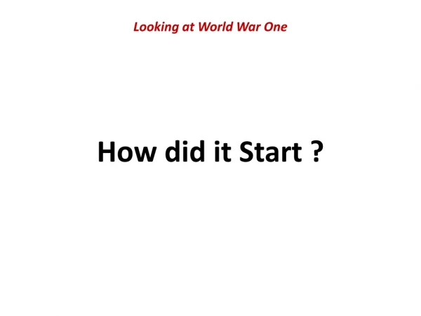 Looking at World War One