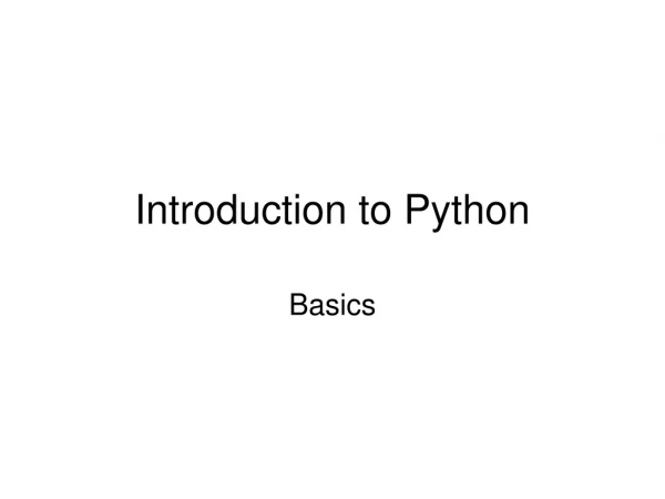 Introduction to Python