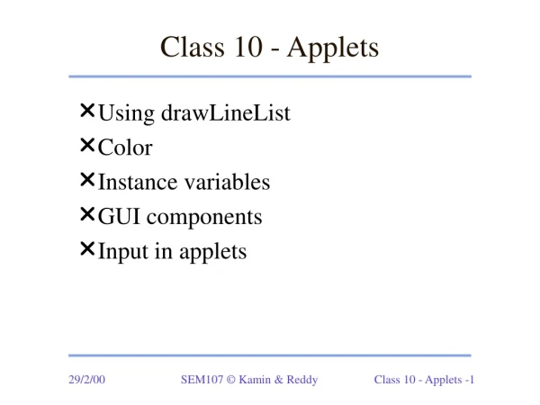 Class 10 - Applets