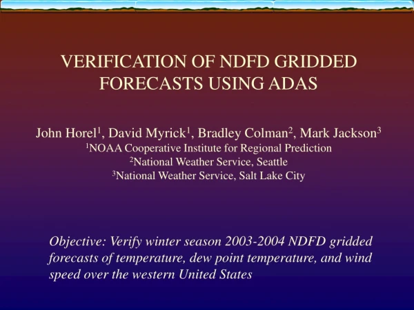 Validation of NDFD Forecast Grids