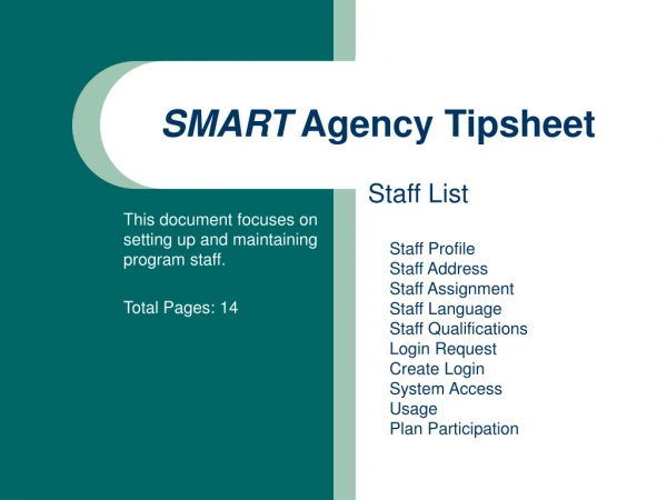 SMART  Agency Tipsheet