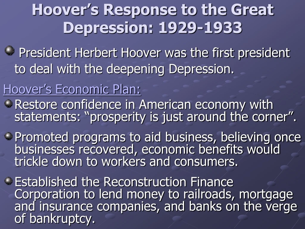 hoover s response to the great depression 1929 1933